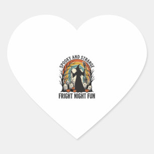 Vintage Witch Halloween Graveyard Silhouette Art_1 Heart Sticker