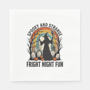 Vintage Witch Halloween Graveyard Silhouette Art_1 Napkin