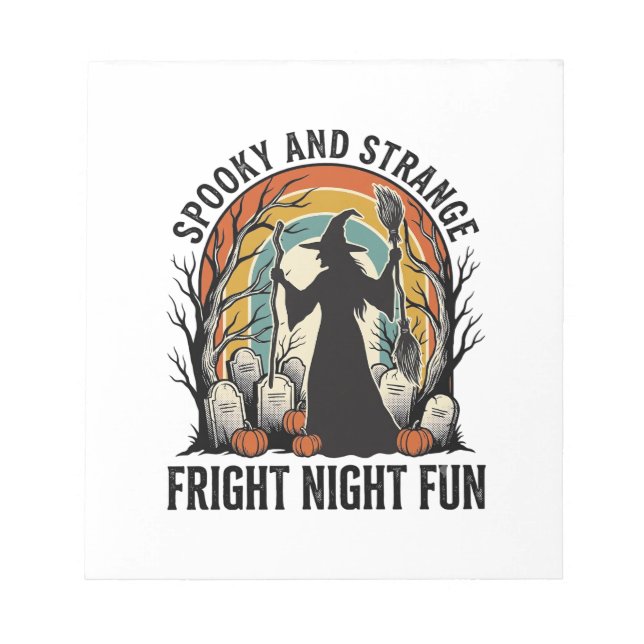 Vintage Witch Halloween Graveyard Silhouette Art_1 Notepad (Front)