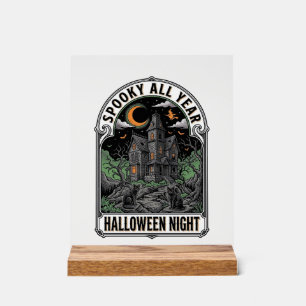 Vintage Witch Halloween Haunted House Shirt_1 Acrylic Sign