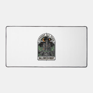 Vintage Witch Halloween Haunted House Shirt_1 Desk Mat