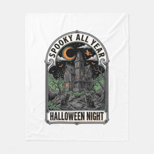Vintage Witch Halloween Haunted House Shirt_1 Fleece Blanket