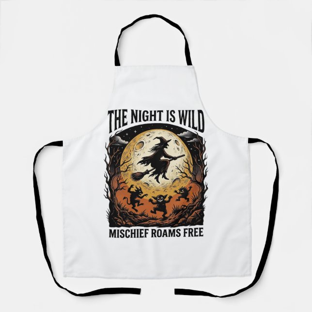 Vintage Witch Halloween Moonlit Mischief Graphic_1 Apron (Front)