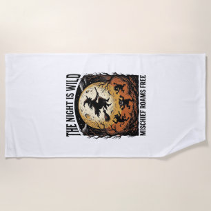 Vintage Witch Halloween Moonlit Mischief Graphic_1 Beach Towel