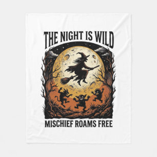 Vintage Witch Halloween Moonlit Mischief Graphic_1 Fleece Blanket