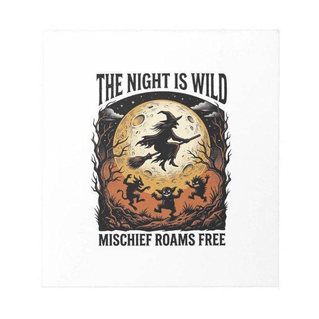 Vintage Witch Halloween Moonlit Mischief Graphic_1 Notepad (Front)