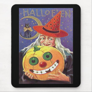 Vintage Witch Halloween Mouse Mat