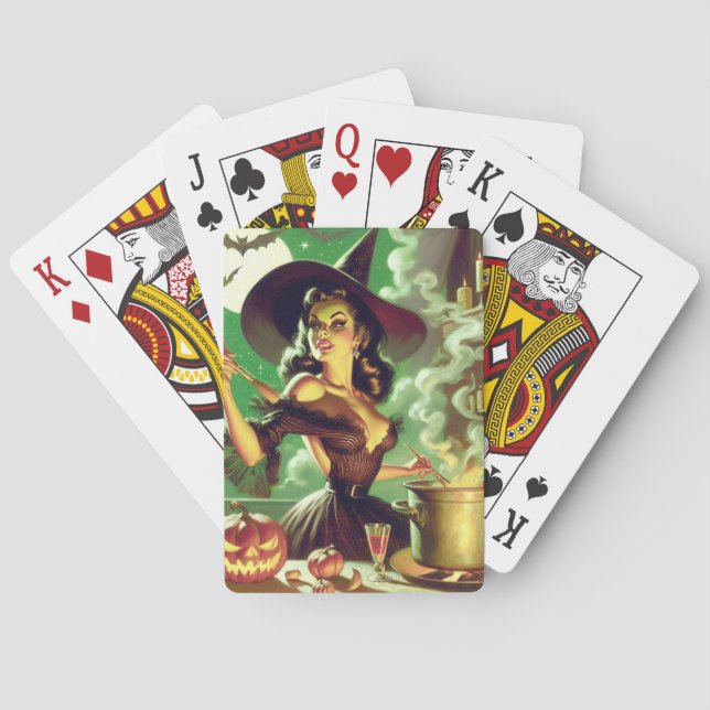Vintage Witch Halloween Pin-Up Playing Cards (Back)