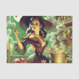 Vintage Witch Halloween Pin-Up Tissue Paper