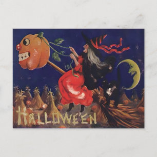 Vintage Witch Halloween Postcard