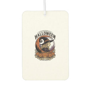 Vintage Witch Halloween Pumpkin Moon Engraving Art Car Air Freshener