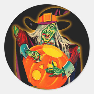 Vintage Witch Halloween Sticker