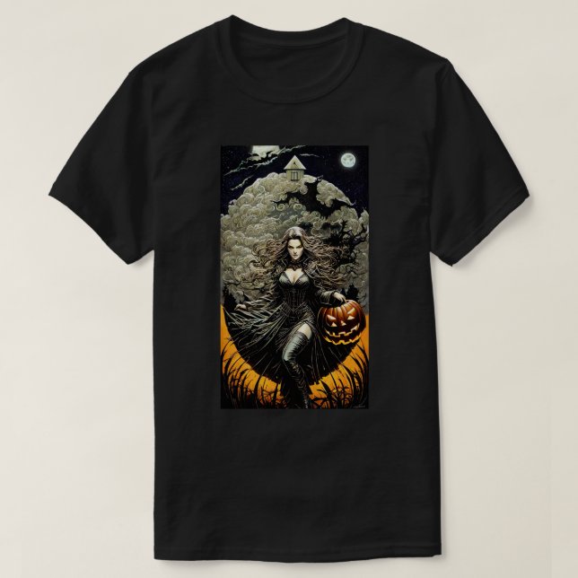 Vintage Witch Halloween T-Shirt (Design Front)