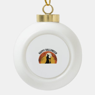 Vintage Witch Happy Halloween Shirt Design_1 Ceramic Ball Christmas Ornament