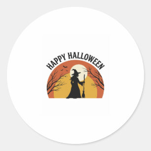 Vintage Witch Happy Halloween Shirt Design_1 Classic Round Sticker