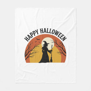 Vintage Witch Happy Halloween Shirt Design_1 Fleece Blanket