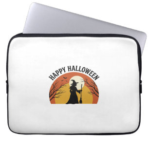 Vintage Witch Happy Halloween Shirt Design_1 Laptop Sleeve