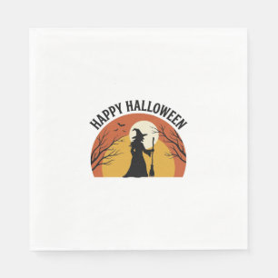 Vintage Witch Happy Halloween Shirt Design_1 Napkin