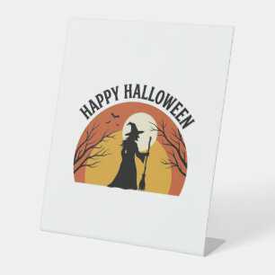 Vintage Witch Happy Halloween Shirt Design_1 Pedestal Sign