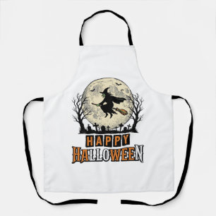 Vintage Witch Happy Halloween Vector Design_1 Apron