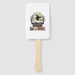 Vintage Witch Happy Halloween Vector Design_1 Hand Fan