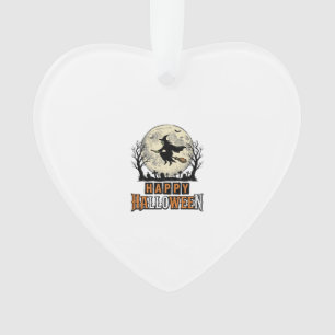 Vintage Witch Happy Halloween Vector Design_1 Ornament