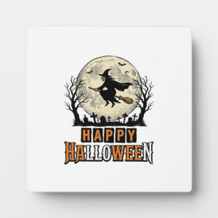 Vintage Witch Happy Halloween Vector Design_1 Plaque