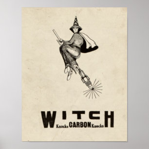 Vintage Witch Hat Broomstick Halloween Funny Poster