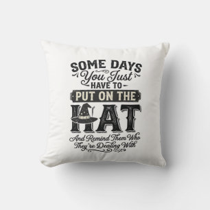 Vintage Witch Hat Funny Halloween Typography Desig Cushion