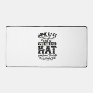 Vintage Witch Hat Funny Halloween Typography Desig Desk Mat