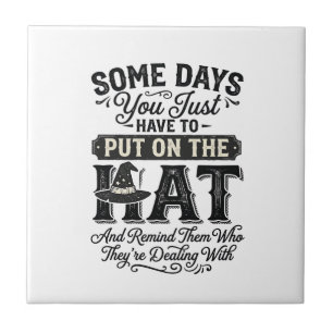 Vintage Witch Hat Funny Halloween Typography Desig Tile