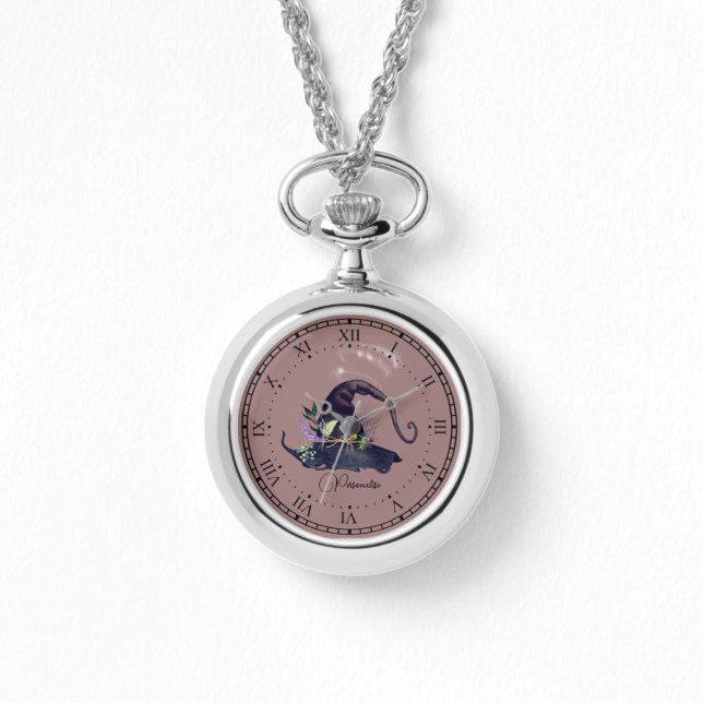 Vintage Witch Hat Pink Witchcraft Necklace Ewatch  (Front)