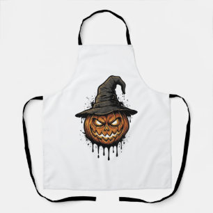 Vintage Witch Hat Pumpkin Halloween Graphic_1 Apron
