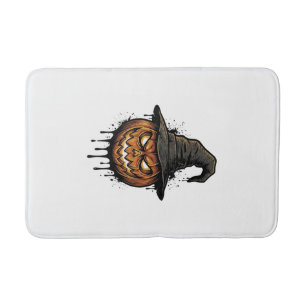 Vintage Witch Hat Pumpkin Halloween Graphic_1 Bath Mat
