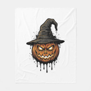 Vintage Witch Hat Pumpkin Halloween Graphic_1 Fleece Blanket