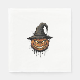 Vintage Witch Hat Pumpkin Halloween Graphic_1 Napkin