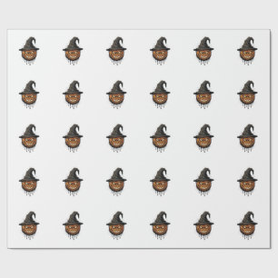 Vintage Witch Hat Pumpkin Halloween Graphic_1 Wrapping Paper