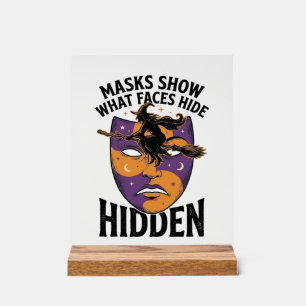 Vintage Witch Mask Halloween Face Illusion Art_1 Acrylic Sign
