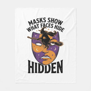 Vintage Witch Mask Halloween Face Illusion Art_1 Fleece Blanket