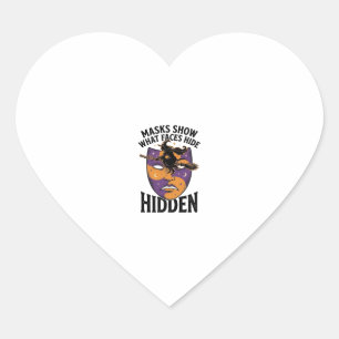 Vintage Witch Mask Halloween Face Illusion Art_1 Heart Sticker