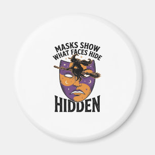 Vintage Witch Mask Halloween Face Illusion Art_1 Magnet