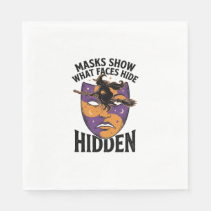 Vintage Witch Mask Halloween Face Illusion Art_1 Napkin