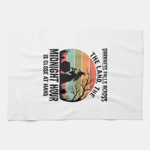 Vintage Witch Midnight Hour Halloween Design_1 Tea Towel