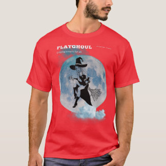 Vintage Witch On A Broom Flying Over Moon  T-Shirt