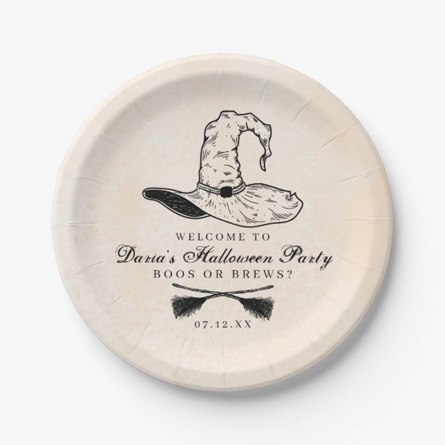 Vintage Witch Paper Plate (Front)