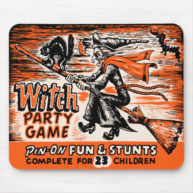 Vintage Witch Party Game Mouse Mat (Front)