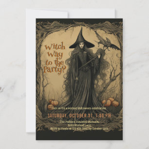 Vintage Witch Party Halloween Invitation