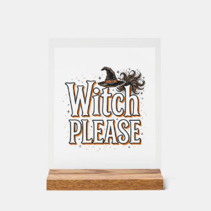 Vintage Witch Please Halloween Vector Design_1 Acrylic Sign