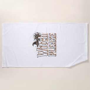 Vintage Witch Please Halloween Vector Design_1 Beach Towel