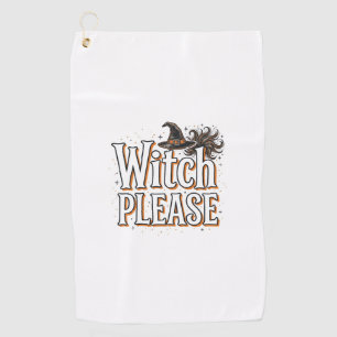 Vintage Witch Please Halloween Vector Design_1 Golf Towel